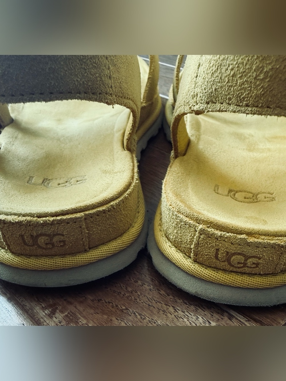 NWOT Ugg Goldengaze suede toe post Wheat Field tan ankle strap sandals 8.5 - Picture 7 of 9